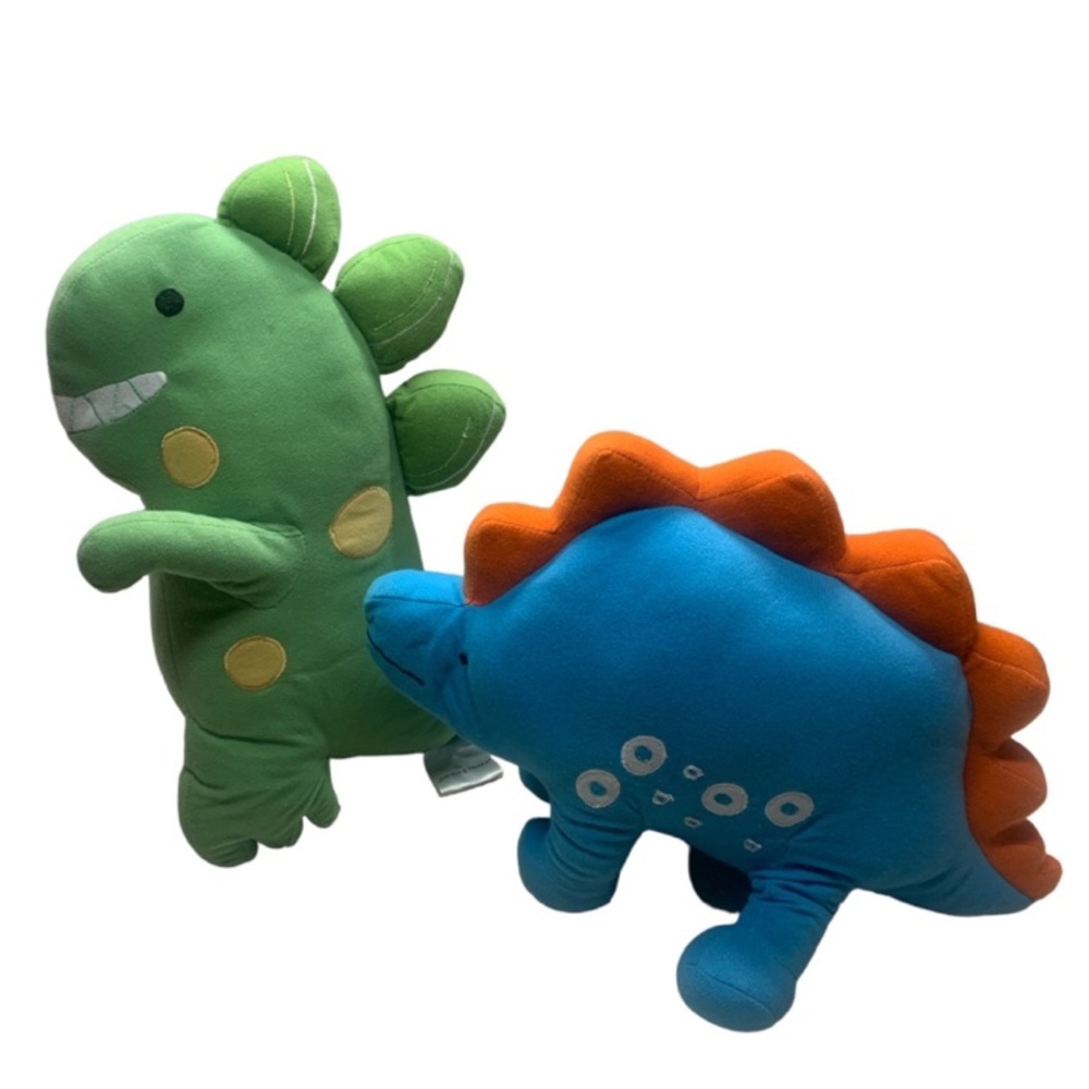 2010 Jumping Beans 12"-17" Dino-Roar T-Rex & Stegosaurus plush plillows